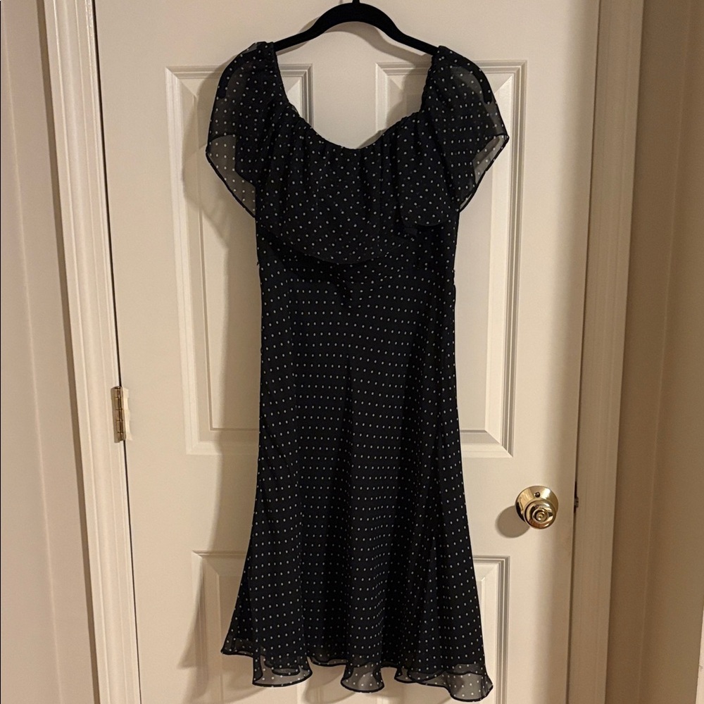 White House Black Market Black Polka Dot Midi Dress